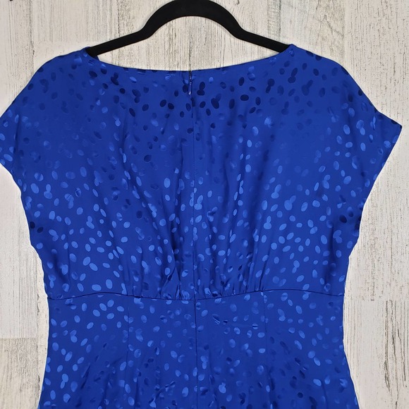 Banana Republic Blue Printed Silk Drape Neck Dress Women's Size 8 - Picture 10 of 15